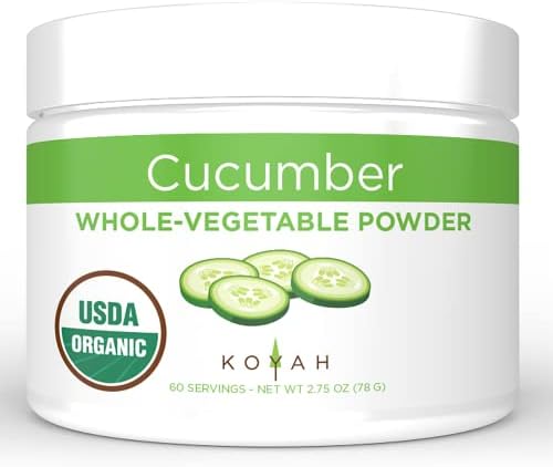 KOYAH - Organic USA Grown Cucumber Powder (1 Scoop = 1/2 Cup Fresh): 60 Servings, Freeze-dried, Whole-Vegetable Powder