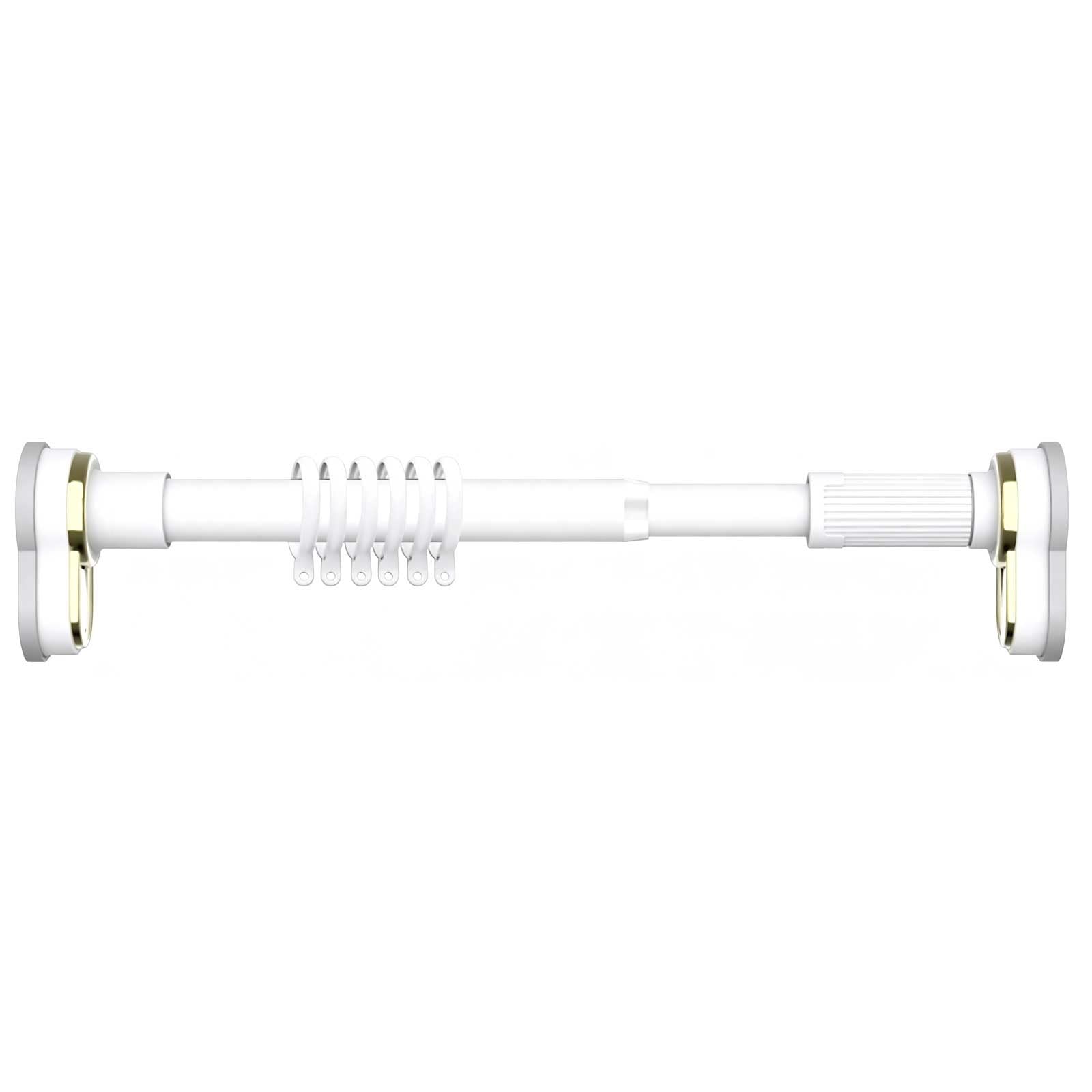 Heavy Duty Tension Curtain Rod with Ring, 28-185 In, Stainless Steel Simple Curtain Rods No Drilling for Home, Bathroom, Closet(White,130-250cm/51-98in)