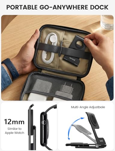 Lamicall Podstawka Ładująca do Apple Watch - [Przenośna i Aluminiowa Ultratenka] Uchwyt Ładujący iWatch, Stacja Ładująca dla Apple Watch Series 11/10/9/8/7, SE3, Ultra 3/2 49mm/46mm/45mm/42mm/40mm