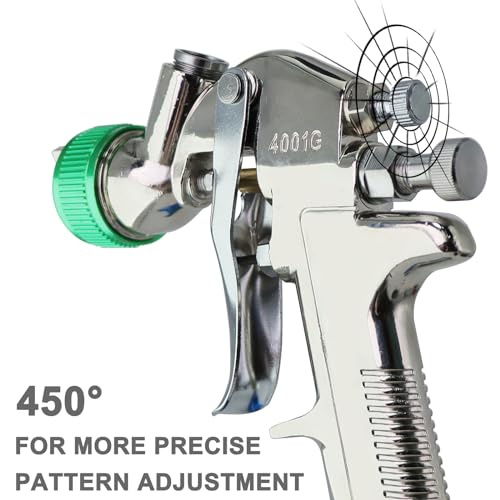 Image of Paint Sprayer,HVLP Spray Paint Gun with 1.7mm Nozzle 600CC Cup,Paint Sprayer Gun Set 10pcs 20Ounce Disposable Mixing Cups & Locking Air Pressure Regulator Gauge for House Painting (1.7mm-Green)