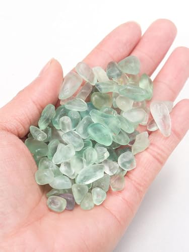 Namzi 1kg Natural Crystal Crushed Stone Light Green Aromatherapy polishing Stone demagnetization Stone Fish Tank Purification Decoration Natural Stone 5-7mm