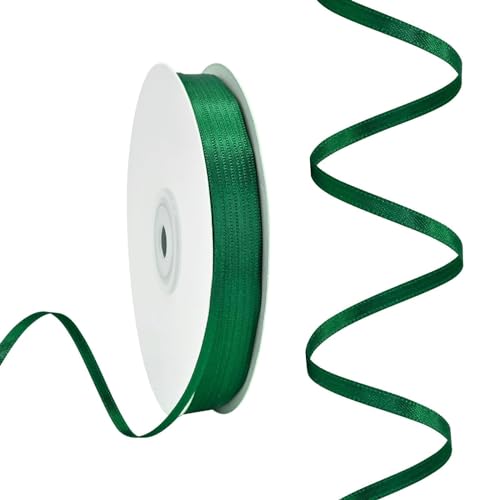 Rilisili Forest Green Satin Thin Ribbon 1/8 Inch 100 Yards Double Faced Satin Ribbons for Gift Wrapping Crafts Weddings Invitations Flower Bouquet Bow Sewing