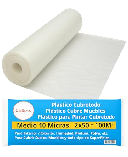 CAELLUMA - Copertura in plastica da 7 micron · Telo Copritutto in Plastica Trasparente · Riutilizzabile e Riciclabile · Protezione per Pittura e Ristrutturazioni