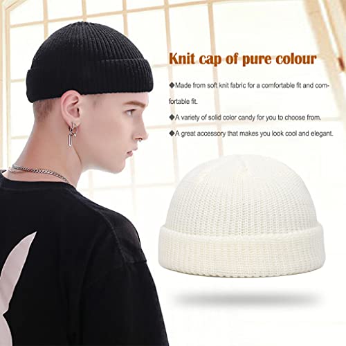 SUWIAKLALL Chapéu gorro masculino decoração gorro touca confortável para clima frio, Branco