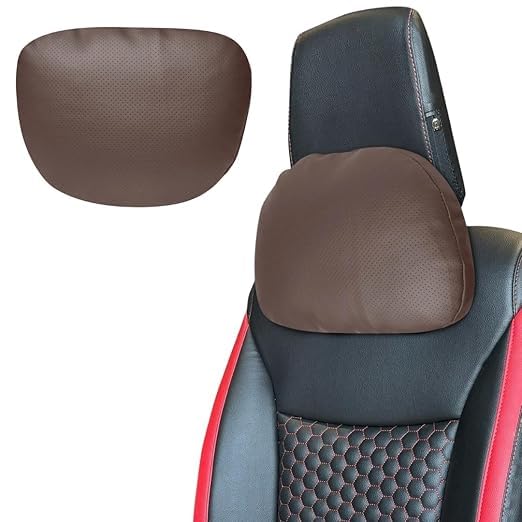 Image of Neodrift 'CloudFlex' (Set of 2) | (Color - Brown) Car Back Seat Neck Rest Cushion Ergonomic Neck Support with Premium Fiber Fill, Pain Relief for Neck and Shoulder