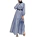 AMhomely Robe longue d'été à manches pour femme - Style bohème - Style décontracté - Col rond - Imprimé - Sans manches, 04 bleu foncé., XL