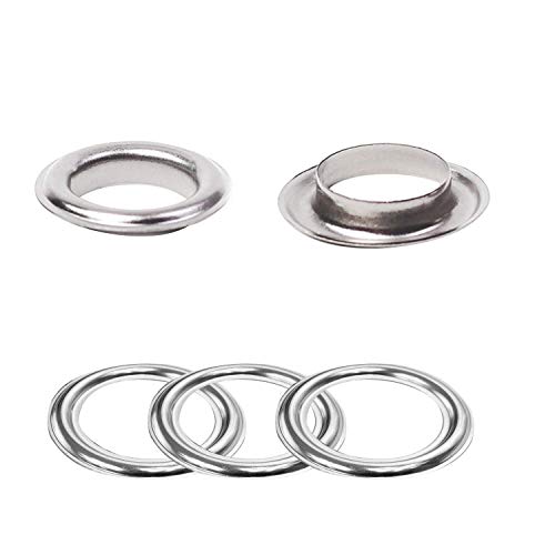Trimming Shop 40mm Silver Eyelets Rings with Self-Backing Washers, Perfect for Curtains Drapes and PVC Banners, Vinyl