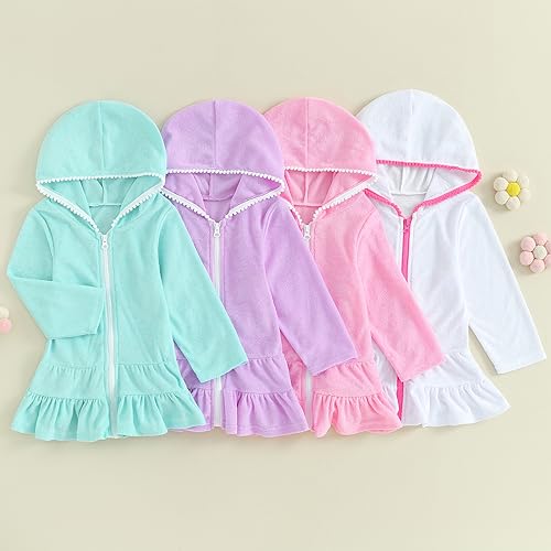 Mubineo Toddler Girl Long Sleeve Swimsuit Beach Dress Cute Cover Ups Ruffle Bathing Suit Cover Up Kimono Kids Swimwear2