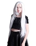 HDE Women's Wig Long Straight Hair Wig (32 Inches Total Length) with Included Wig Cap Synthetic Halloween Cosplay LARP Costume Accessory (White)