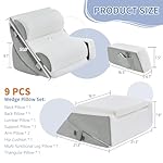 Paxato 9PCS Wedge Pillow Set for After Surgery Recovery, Adjustable Memory Foam Neck Pillow, Foam Leg Pillow, Relieves Neck, Leg Pain, Sleep Apnea, and Functions as a Reading Pillow, Gray - Image 2