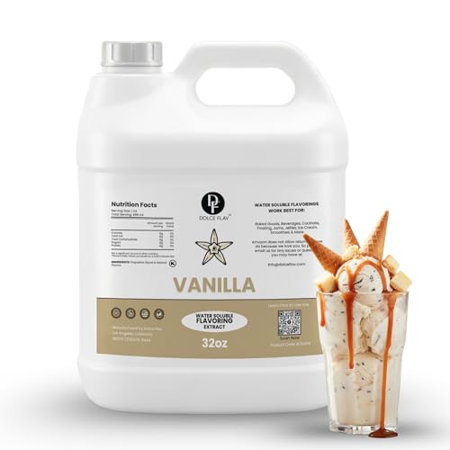 Image of Dolce Flav Vanilla Flavoring 32 oz - Bulk Vanilla Extract for Ice Cream Manufacturing, Bakery & Foodservice
