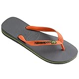 Havaianas Brasil Logo, Chanclas Unisex Adulto, Old Steel Grey Neon Orange, 43/44 EU