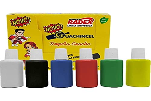 Tinta Guache, Radex, 18 ml, Com Pincel, 6 Cores