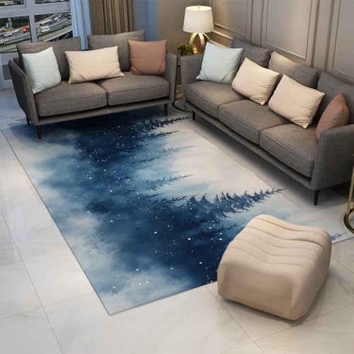 Tapis antidérapant grand format paysage aquarelle lavable machine