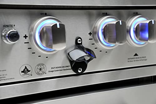 Mont Alpi Mai400-D 32-Inch 4-Burner 78000 Btu Deluxe Stainless Steel Gas Outdoor Kitchen Barbecue Island Grill W/ Infrared Side & Rear Burners + Rotisserie Kit + Storage Cabinets + Granite Countertops #TOP7