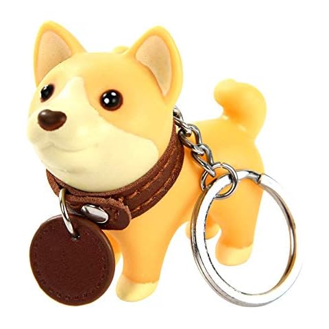 Fansi 1 PC Cute Cartoon Shiba Inu Puppy Shape Keychain Lucky Pet Polyethylene Key Ring Bag Car Key Pendant Accessories Cover