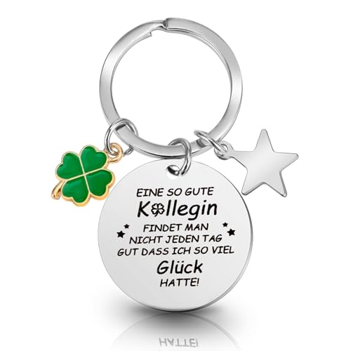 PEOVLVN Edelstahl Schlüsselanhänger für Kollegen - Abschiedsgeschenk, Kollegin Geschenk, Lieblingskollegin, Eine So Gute Kollegin Freundschafts-Glücksbringer