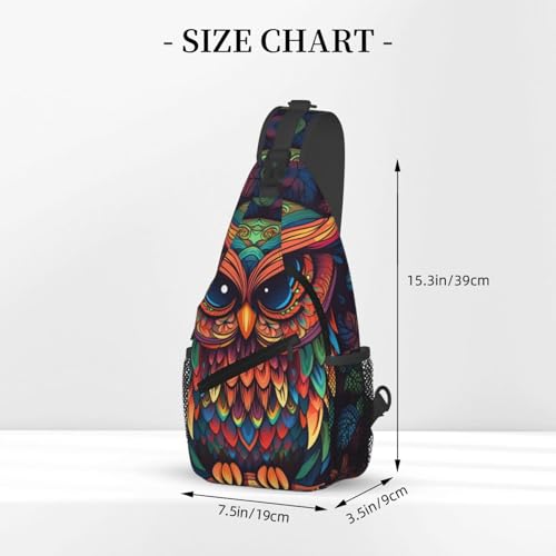 Mochila Sling Crossbody con diseño búho color negro miniatura 2
