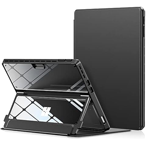 INFILAND Microsoft Surface Pro 11/10/9 Case, Military-Grade Drop Protection High Clearity Case Leather Cover Designed for Surface Pro 11th Edition AI, Work with Type Cover Keyboard, Black Cover