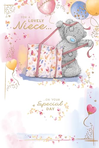 Me To You Tatty Teddy Lovely Niece Luxury Gold Foil Birthday Card 6 X 9 Inches - Official Collection