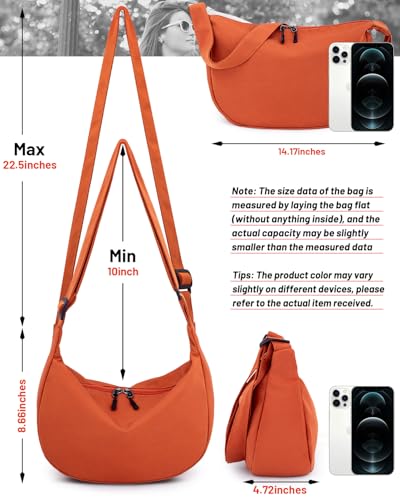 Image of Crossbody Crescent Bag for Women Men Trendy, Crescent Sling Bag with Adjustable Strap, 2 Zippers Lightweight