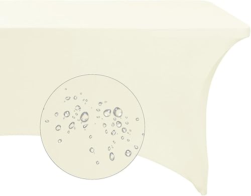 Miniatura 66 de Paquete de 2 manteles rectangulares impermeables de elastano, 6 pies, color negro, elástico, resistente a las manchas, para todas las estaciones