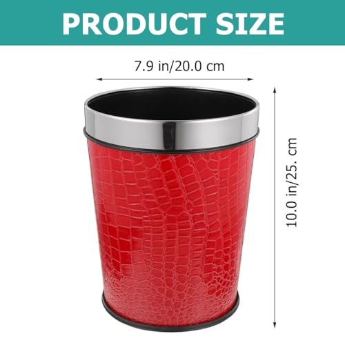 Bote de basura sin tapa retro rojo 10.23x7.87x7.87 in miniatura 2