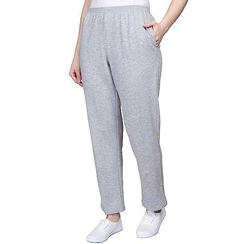 Alfred Dunner Women's Petite French Terry Elastic Waist Short Length Pant Size PL Grey3