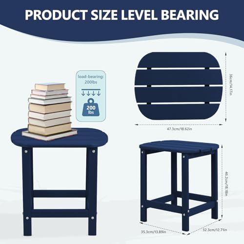 Plawdlik HDPE Outdoor Table, All Weather Adirondack Side Table, Navy - image 4