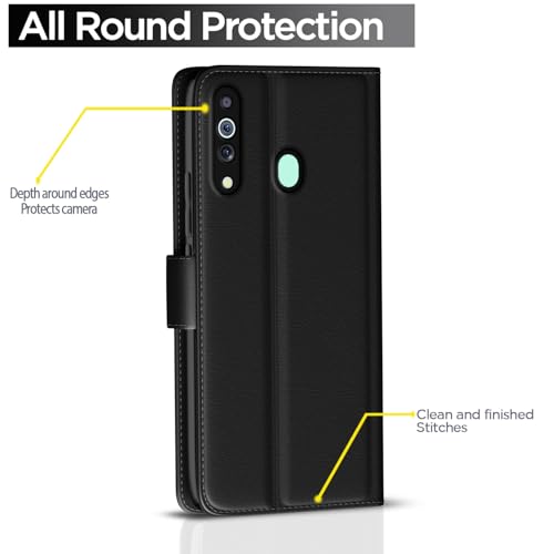 Image of Pikkme Samsung Galaxy M30 Flip Case Leather Finish | Inside TPU with Card Pockets | Wallet Stand and Shock Proof | Magnetic Closing | Complete Protection Flip Cover for Samsung Galaxy M30 (Black)