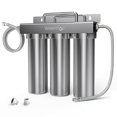 Waterdrop TST-UF 0.01?m Ultra-Filtration Under Sink Water Filter, Stainless Steel, 5X Service Life,Remove 99.99% of Cont?minants Larger Than 0.01?m, USA Tech (3 Filter Included)