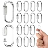 16 Piezas Mosquetón de Acero Inoxidable 304, M4 Enlaces rápidos Clip, Conectores Rápidos Galvanizados, Ebillas de Cadena de Liberación Rápida para Escalada y Montañismo
