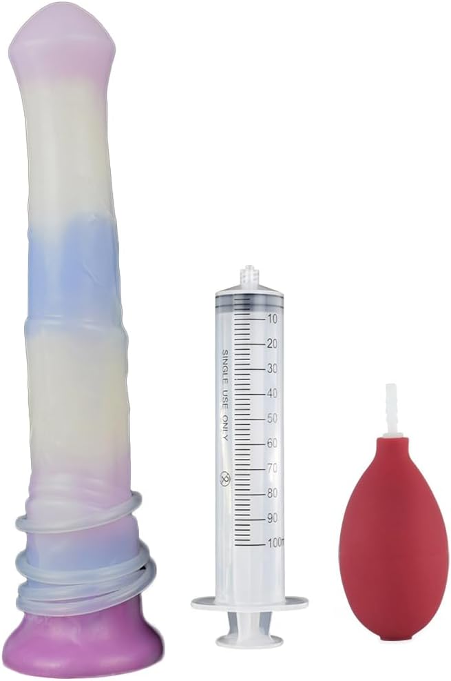 11.22'' Huge Dildo, Lifelike Ejaculating Dildo, Silicone Squirting Anal Butt Plug with Suction Cup, Flexible Adult Sex Toy for Couples, Light Purple