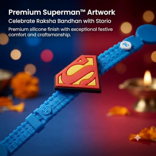 Image of Storio Superman S-Shield Silicone Band Rakhi | Officially Licensed | Rakhi for Boys, Bhaiya, Bhai | Raksha Bandhan Gift