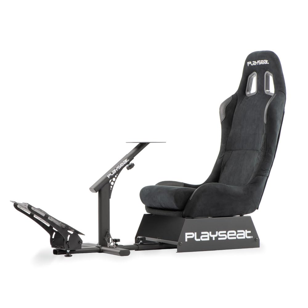 Evolution Sim Racing Cockpit | Comfortable & Adjustable | Compatible with All Steering Wheels & Pedals on The Market | Supports PC & Console | Racing Suede Edition