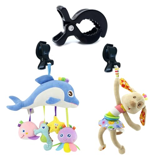 6 Stück kinderwagen klammern Universal,Zubehör kinderwagen Gadget Clips zur Befestigung von Babyschale Spielzeug,Clips zur Befestigung von Spielzeug-Schwarz