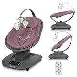LIONELO BLOSSOM Elektrische Babywippe bis zu 9 kg Babyliege Verstellbare Rückenlehne Natürliches Schaukeln 5 Geschwindigkeiten Ergonomischer Sitz Bluetooth-Fernbedienung, 5 Melodien