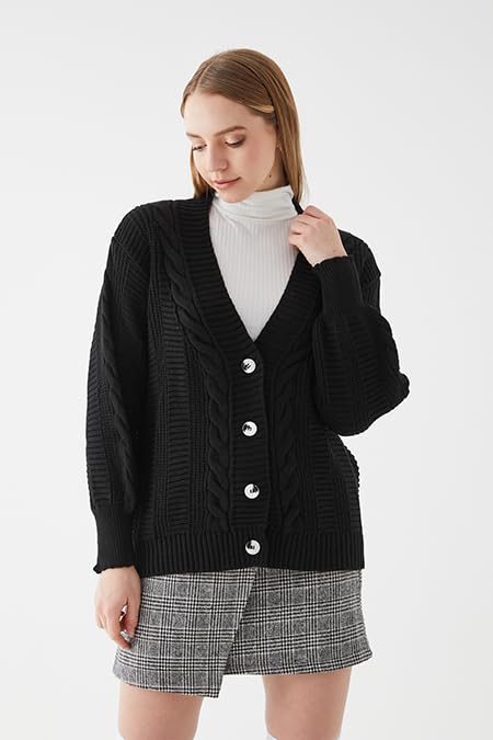 Image of Women's Cardigan Sweaters - Long, Chunky Knit, Cable Knit, Grandpa Style Coat