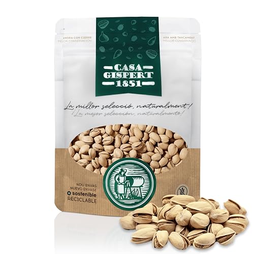 Casa Gispert - Pistacho - Sin Gluten, Vegano (500g, Tostado sin Sal - Con Cáscara - País)