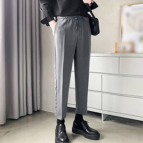 Men'S Casual Pants Chino Pant Slim Fit Drawstring Athletic Dress Pant Skinny Flex Flat Front Straight Fit Pant (Large,Grey), Grey, Large2