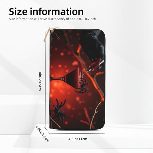 Gothic Red Spider Cocktail Print Wallet Women, Leather Bifold Multi Card Wallet, Long Purse Women's Wallets2