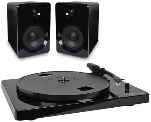 Victrola Modern 3-Speed Bluetooth Turntable with 50 Watt Speakers, Black Piano Finish (ITUT-420 Black)