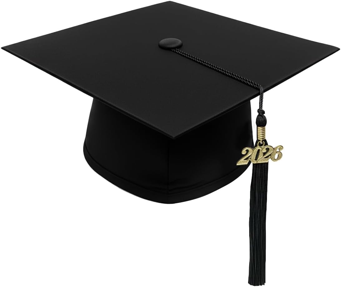 CLERKMANS Unisex Adult Deluxe Black Bachelors University Graduation Gown, Cap & Tassel Package