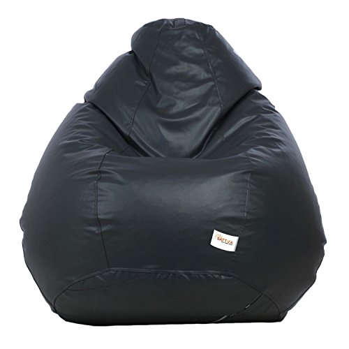 Image of Sattva Combo Classic XXL Bean Bag Grey and Round Footstool Filled with Beans - Grey with Pink Piping