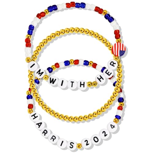 Semoya Kamala Harris 2024 Pulseras de campaña de voto del presidente Kamala Harris Merch Merch Pulsera para mujeres y hombres, 7.5inch, con cuentas, No es una piedra preciosa