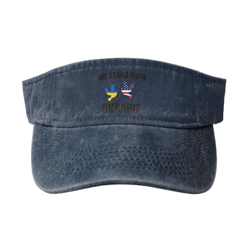 We Stand with Ukraine Peace Denim Sun Visor Hat for Women & Men Vintage Washed Cotton Sports Cap Stylish Fit-M0