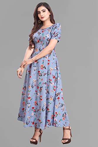 Image of FLARED ALINE MAXI DRESS WITH FLORAL PRINT FOR WOMEN