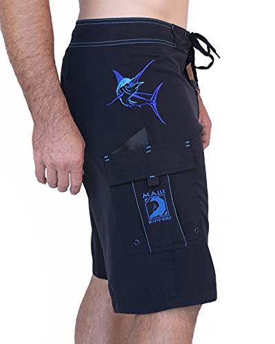 Maui Rippers Men's 22" Marlin Fisherman Short, Black (36)