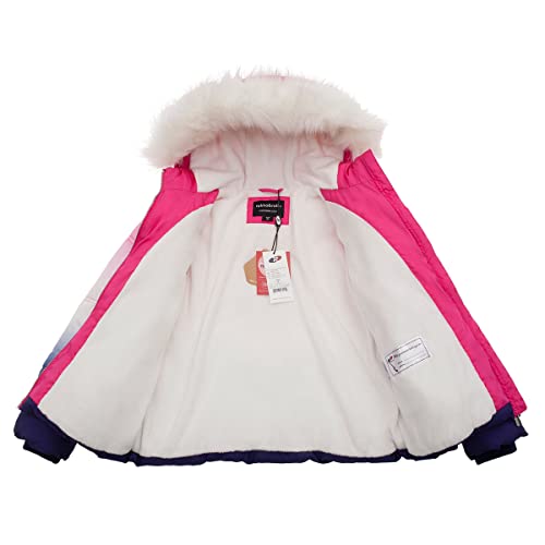 Image of Rokka&Rolla Girls' Heavyweight Quilted Winter Puffer Jacket with Faux Fur | Fleece Lining And Soft Faux-Fur Hood Make A Water-Resistant Windproof Heavyweight Puffer Jacket For Kids In Winter