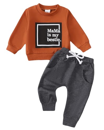 Image of Yvowming Baby Boy Clothes Fall Clothes Truck Print Long Sleeve Pullover Tops + Pant Sets Toddler Winter Outfits